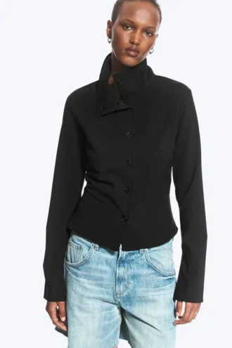 Long-Sleeved Buttoned Shirt – Black