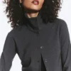Long-Sleeved Buttoned Shirt – Dark Grey Melange
