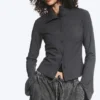 Long-Sleeved Buttoned Shirt – Dark Grey Melange