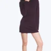 Long-Sleeved Cotton Mini Dress – Dark Plum