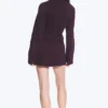 Long-Sleeved Cotton Mini Dress – Dark Plum