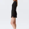 Long-Sleeved Cotton Mini Dress – Striped Black