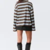 Long-Sleeved Cotton T-Shirt – Blue/Brown Stripe