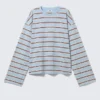 Long-Sleeved Cotton T-Shirt – Blue/Multi Stripe
