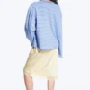 Long-Sleeved Cotton T-Shirt – Blue/White Stripes