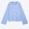 Long-Sleeved Cotton T-Shirt – Blue/White Stripes