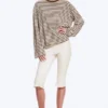 Long-Sleeved Cotton T-Shirt – Brown & White Stripes