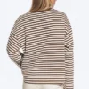 Long-Sleeved Cotton T-Shirt – Brown & White Stripes