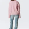 Long-Sleeved Cotton T-Shirt – Coral/Lilac Stripes