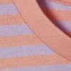 Long-Sleeved Cotton T-Shirt – Coral/Lilac Stripes