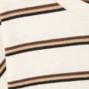 Long-Sleeved Cotton T-Shirt – Dusty White – Brown Stripes