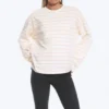 Long-Sleeved Cotton T-Shirt – Light Beige – Orange Stripe
