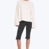 Long-Sleeved Cotton T-Shirt – Light Beige – Orange Stripe