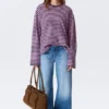 Long-Sleeved Cotton T-Shirt – Navy/Pink Stripe