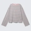 Long-Sleeved Cotton T-Shirt – Pink Stripes