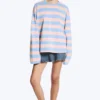 Long-Sleeved Cotton T-Shirt – Striped Pink/Blue