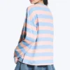 Long-Sleeved Cotton T-Shirt – Striped Pink/Blue