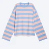 Long-Sleeved Cotton T-Shirt – Striped Pink/Blue