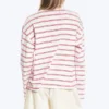 Long-Sleeved Cotton T-Shirt – White – Pink/Red Stripes