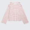 Long-Sleeved Cotton T-Shirt – White – Pink/Red Stripes