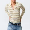 Long-Sleeved Fitted Polo Shirt – Yellow Multi Stripe