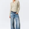 Long-Sleeved Fitted Polo Shirt – Yellow Multi Stripe