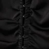 Long-Sleeved Fitted Satin Shirt – Black
