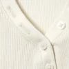 Long-Sleeved Fitted V-Neck Top – White