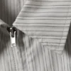 Long-Sleeved Fitted Zip Shirt – Light Grey Stripe