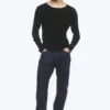 Long-Sleeved Henley T-Shirt – Black