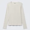 Long-Sleeved Henley T-Shirt – Dusty White