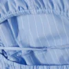 Long-Sleeved Mini Wrap Shirt Dress – Light Blue Pinstripe
