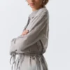 Long-Sleeved Open Back Tie Shirt – Dusty Grey