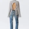 Long-Sleeved Open Back Tie Shirt – Dusty Grey