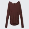Long-Sleeved Open Back Top – Burgundy