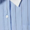 Long-Sleeved Oversized Poplin Shirt – Striped Light Blue