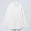 Long-Sleeved Poplin Cotton Shirt – White