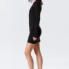 Long-Sleeved Popper Mini Dress – Black