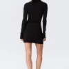 Long-Sleeved Popper Mini Dress – Black