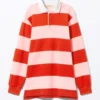 Long-Sleeved Rugby Mini Dress – Red & Pink Stripes