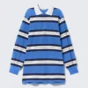 Long-Sleeved Rugby Mini Dress – Striped Blue