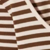 Long-Sleeved Slim Fit Scoop Neck Top – Light Pink/Brown Stripe