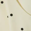 Long-Sleeved Slim Fit Scoop Neck Top – Light Yellow – Dots