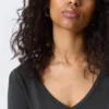 Long-Sleeved V-Neck Top – Washed Black