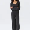 Long-Sleeved V-Neck Top – Washed Black