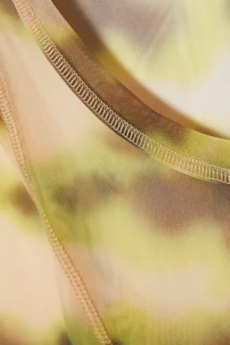 Long-Sleeved Wide Neck Top – Yellow Blurred Stains