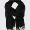 Long Woven Wool Scarf – Black