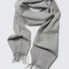 Long Woven Wool Scarf – Checked Dark Grey