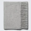 Long Woven Wool Scarf – Checked Dark Grey