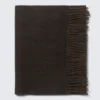 Long Woven Wool Scarf – Medium Brown
